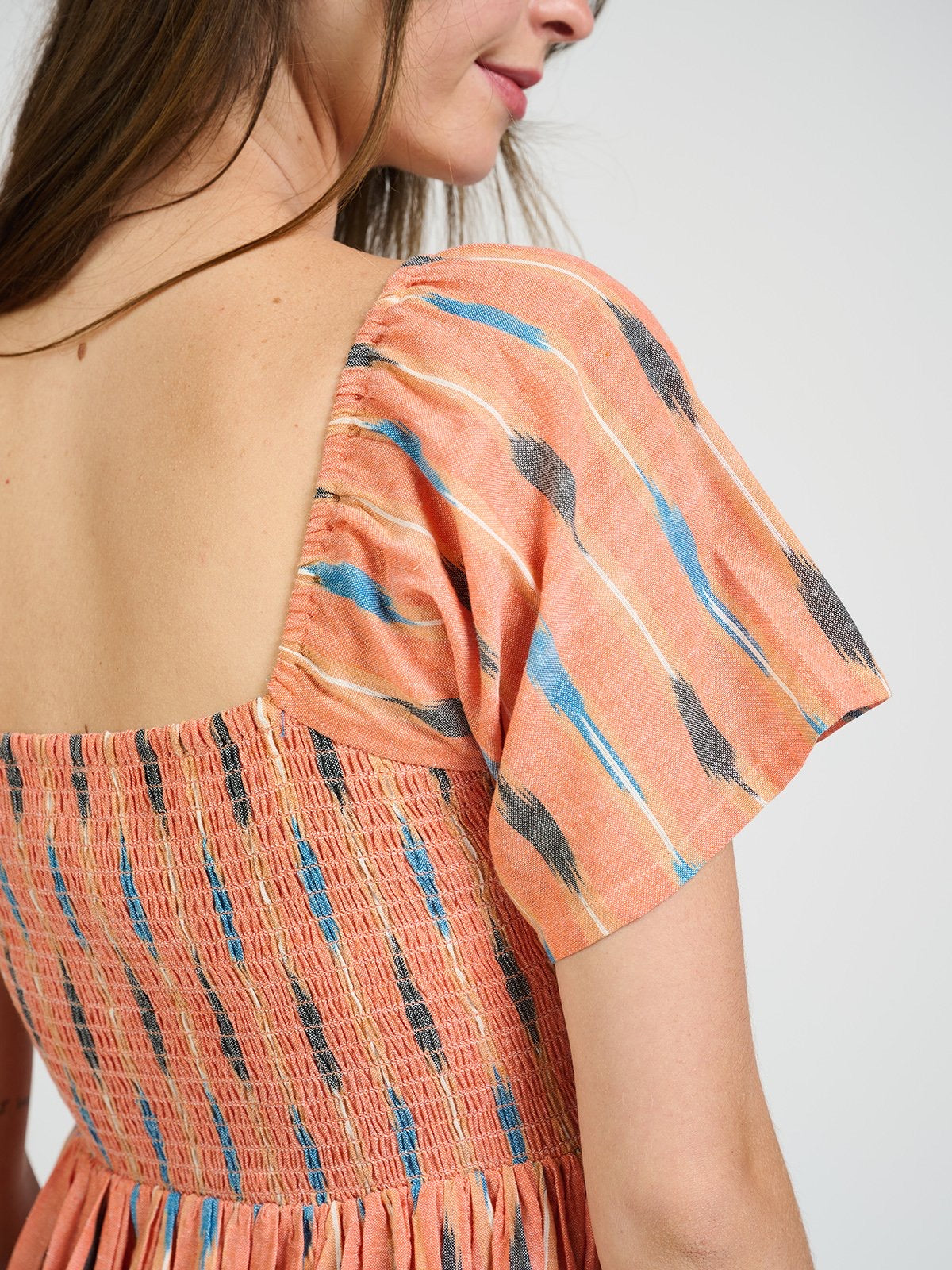 Teddy Dress Peach Ikat