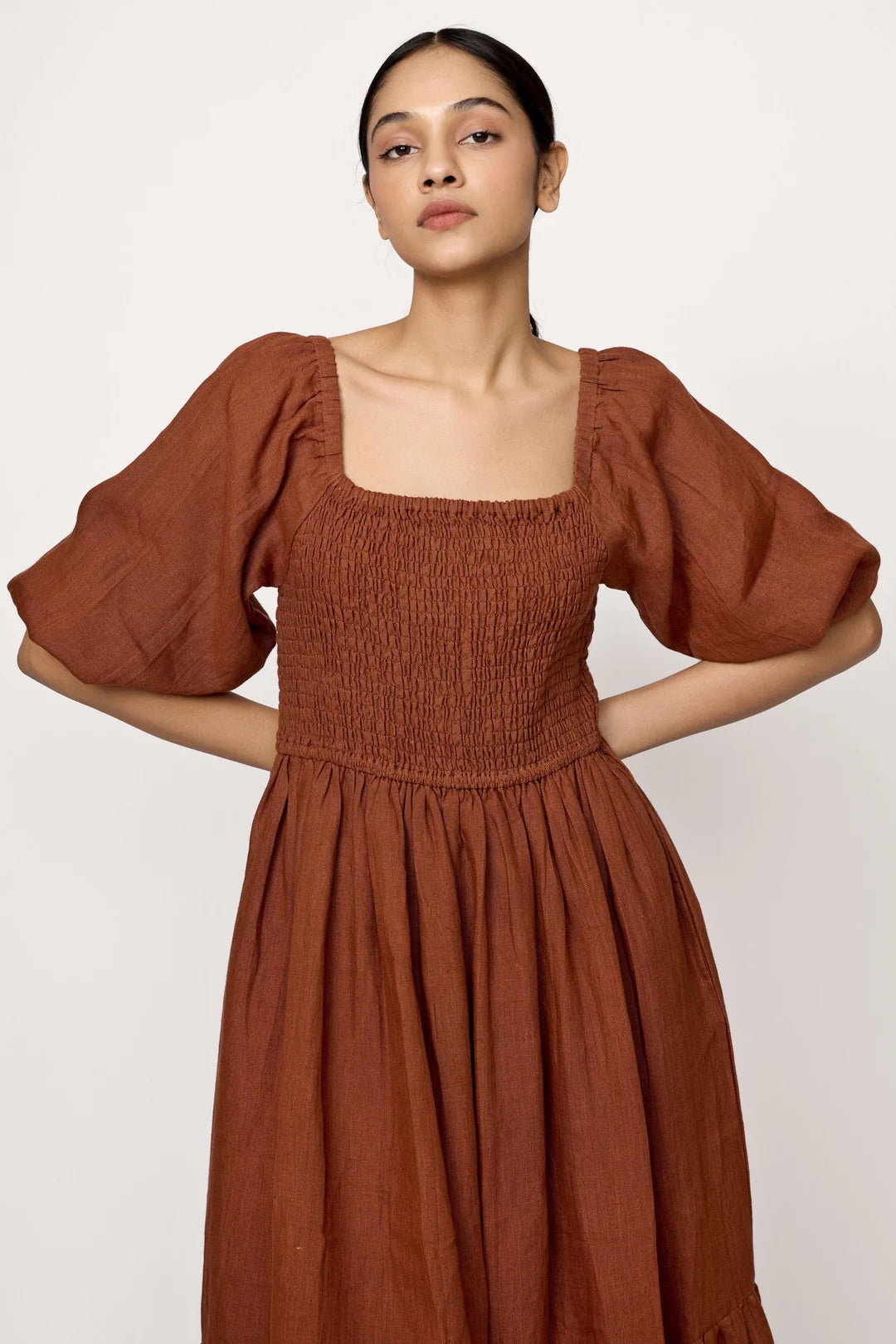 Amber Smocked Bodice Midi Dress